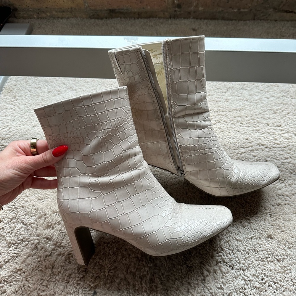 White crocodile booties